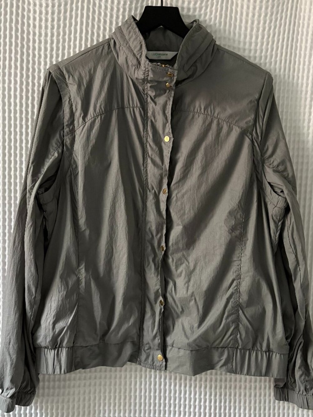 Liz Claiborne Golf gray lightweight hooded windbreaker jacket/vest women's XL